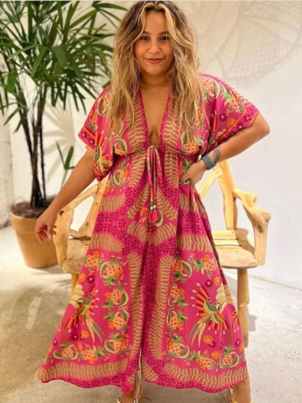 FARM Rio Pink Macaw Tropic Cropped Maxi/Midi sz XS NWT - Brazil line exclusive!!